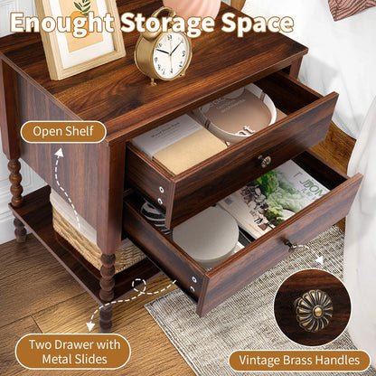 Solid Wood Side Table with Spindle Legs