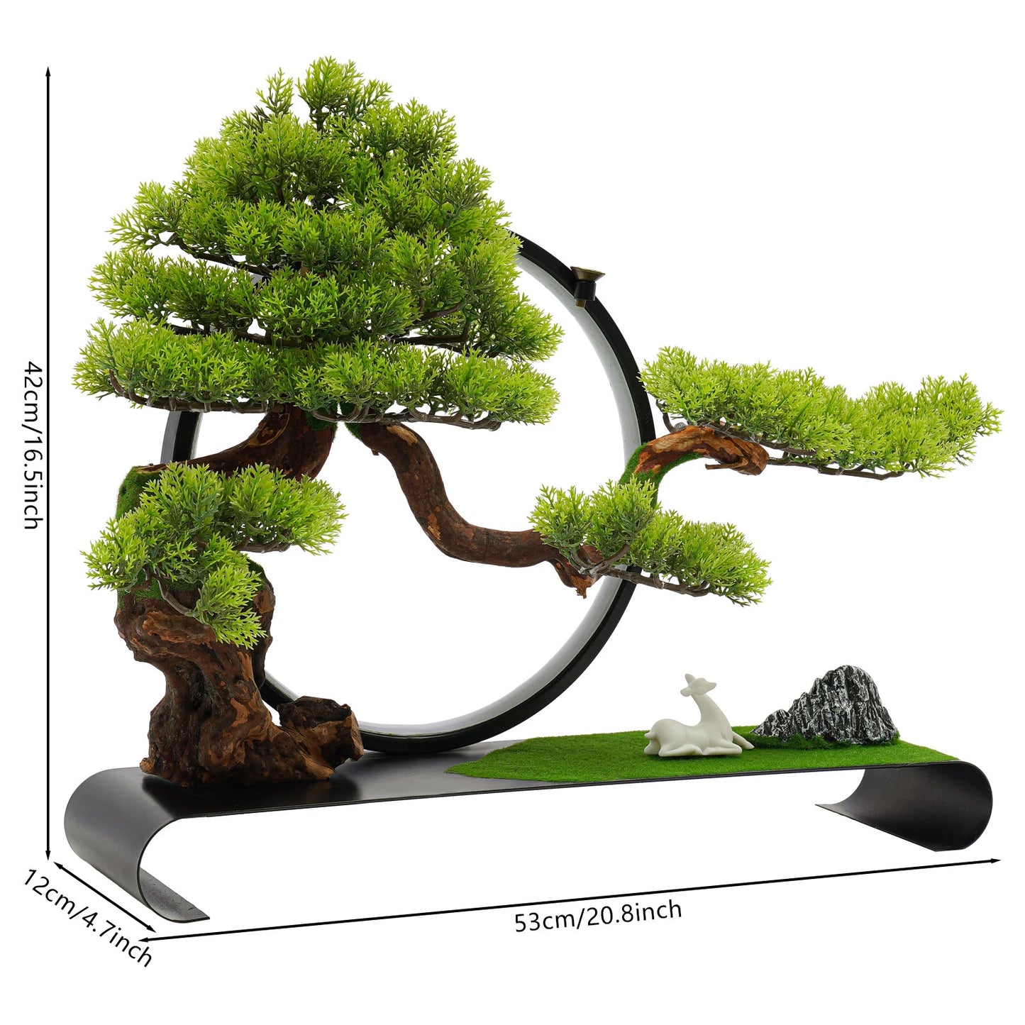 Zen Artificial Pine Tree with Lamp Ring Decoration