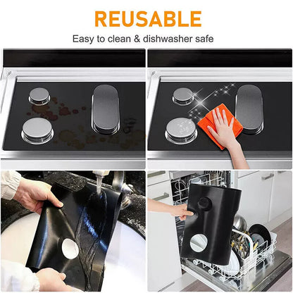 Reusable Gas Range Stove Top Burner Cover Black