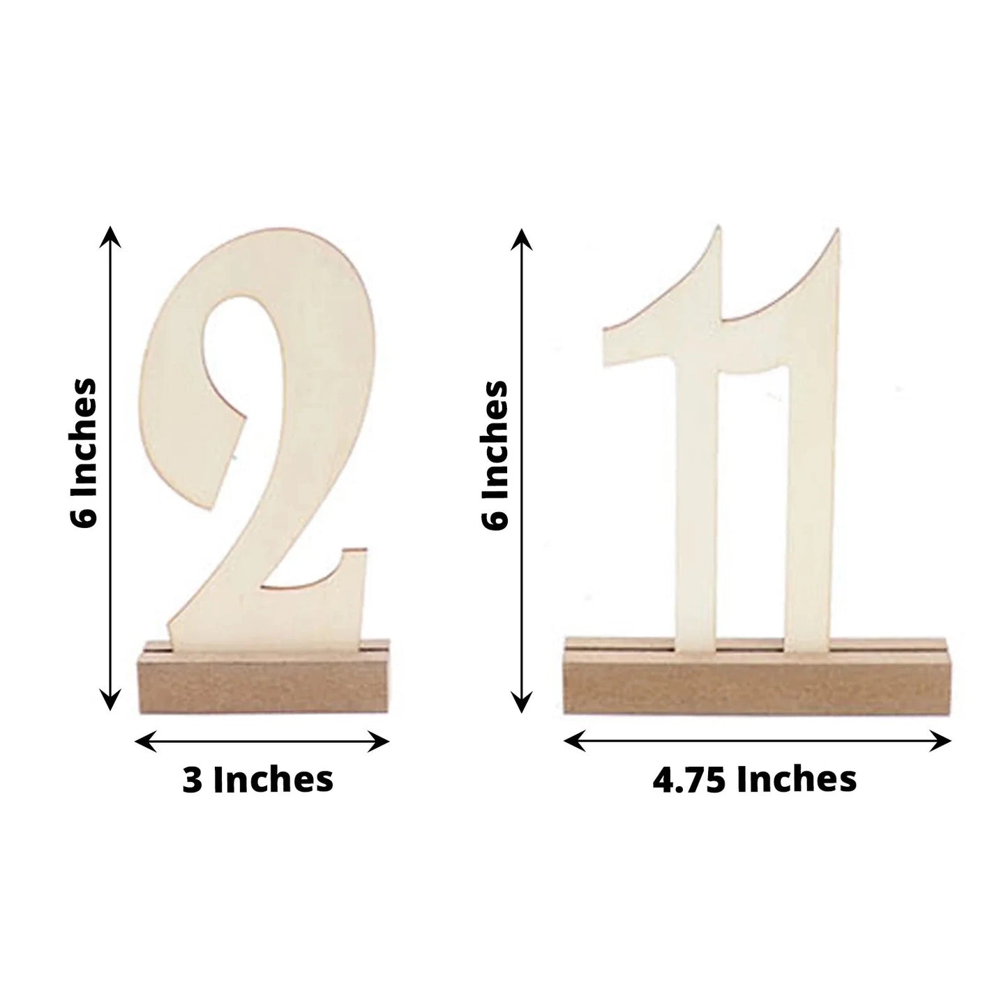 Home Collection Natural 20-Piece Wooden Table Numbers 1–20 with Bases