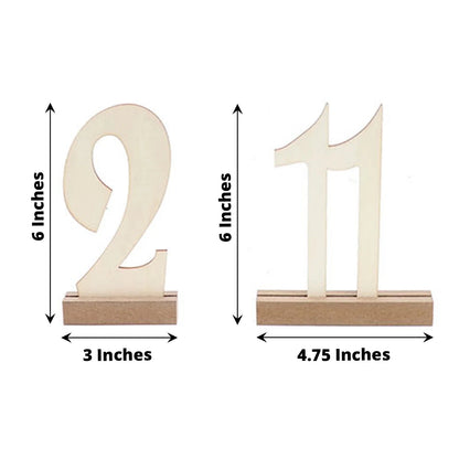 Home Collection Natural 20-Piece Wooden Table Numbers 1–20 with Bases