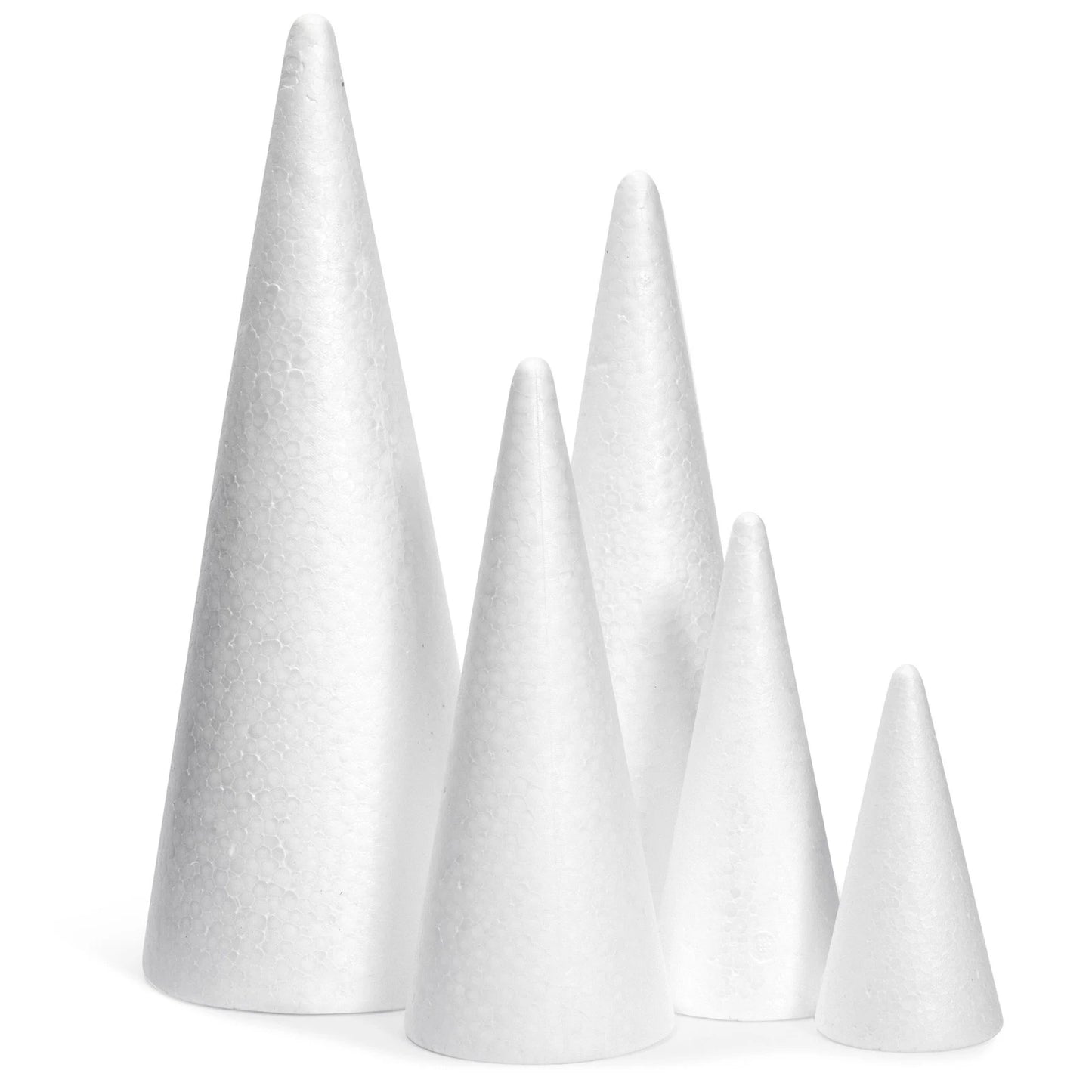 18-Pack Foam Cones for Crafts – Assorted Sizes
