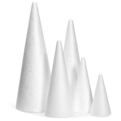 18-Pack Foam Cones for Crafts – Assorted Sizes