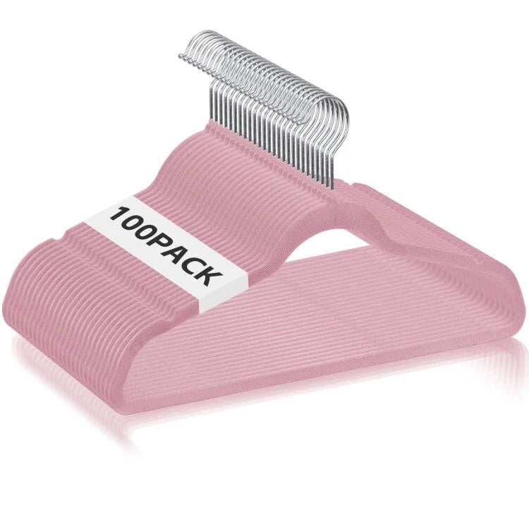 Home Collection Premium Velvet Hangers Bulk Set Pink (100–400 PCS)