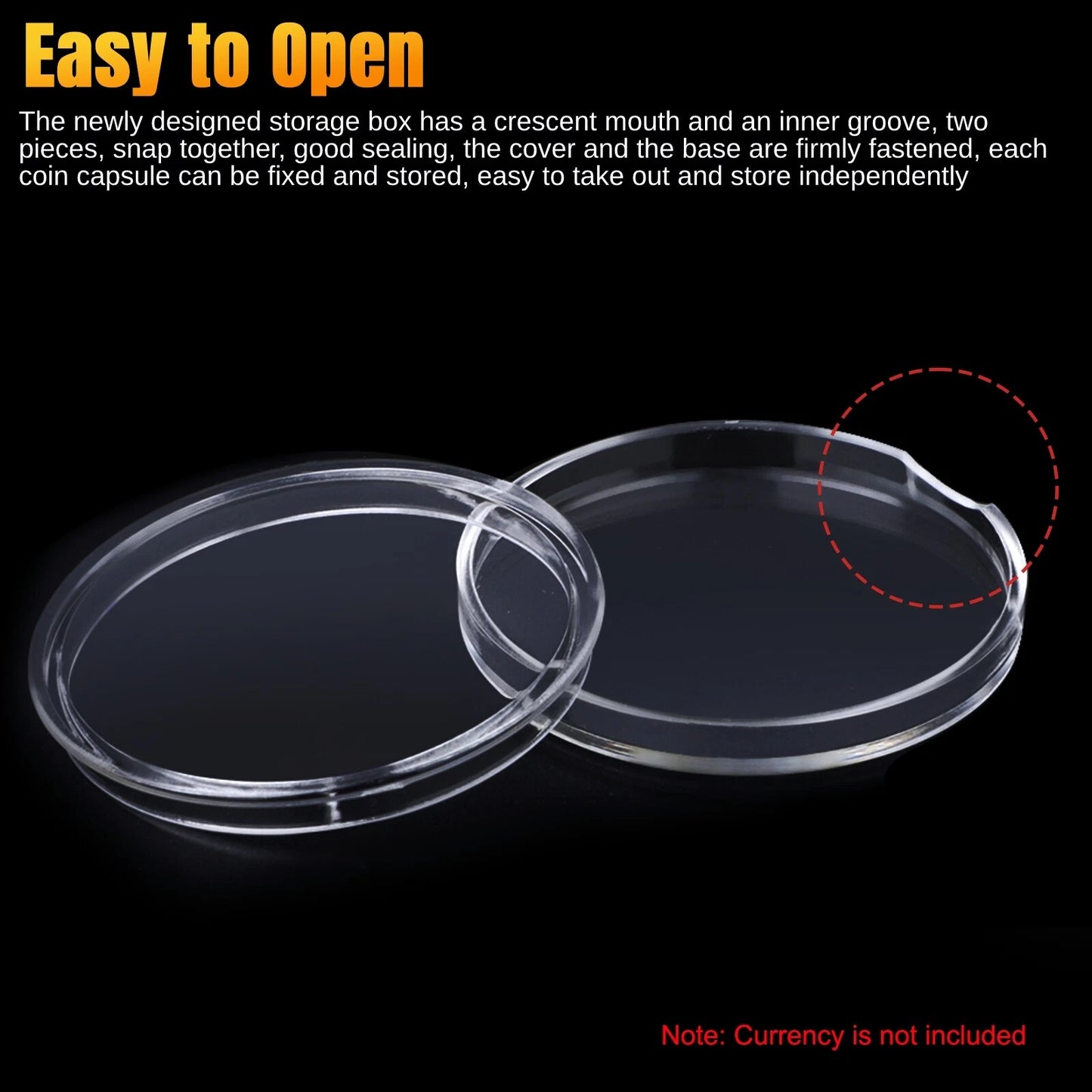 100Pcs 30mm Clear Round Coin Capsules