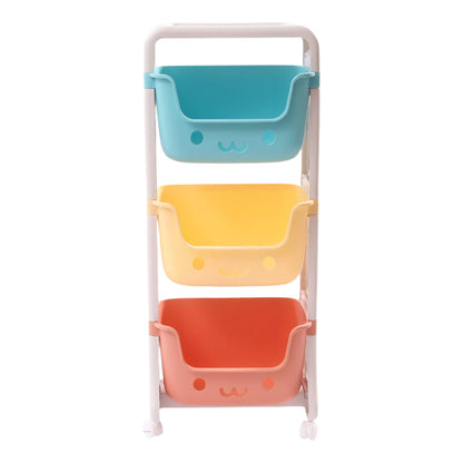 3-Tier Rolling Utility Cart with Smiley Face Design
