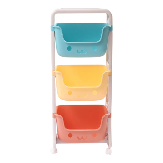 3-Tier Rolling Utility Cart with Smiley Face Design