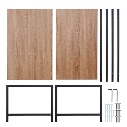 2-Tier Rectangle Wood Coffee Table with Open Shelf