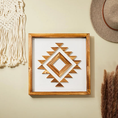 Farmhouse Wood Geometric Wall Art – 13 x 13 In