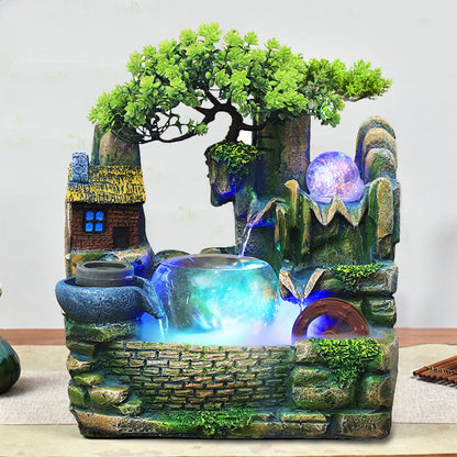 Feng Shui Rockery Waterfall Tabletop Fountain with Crystal Ball
