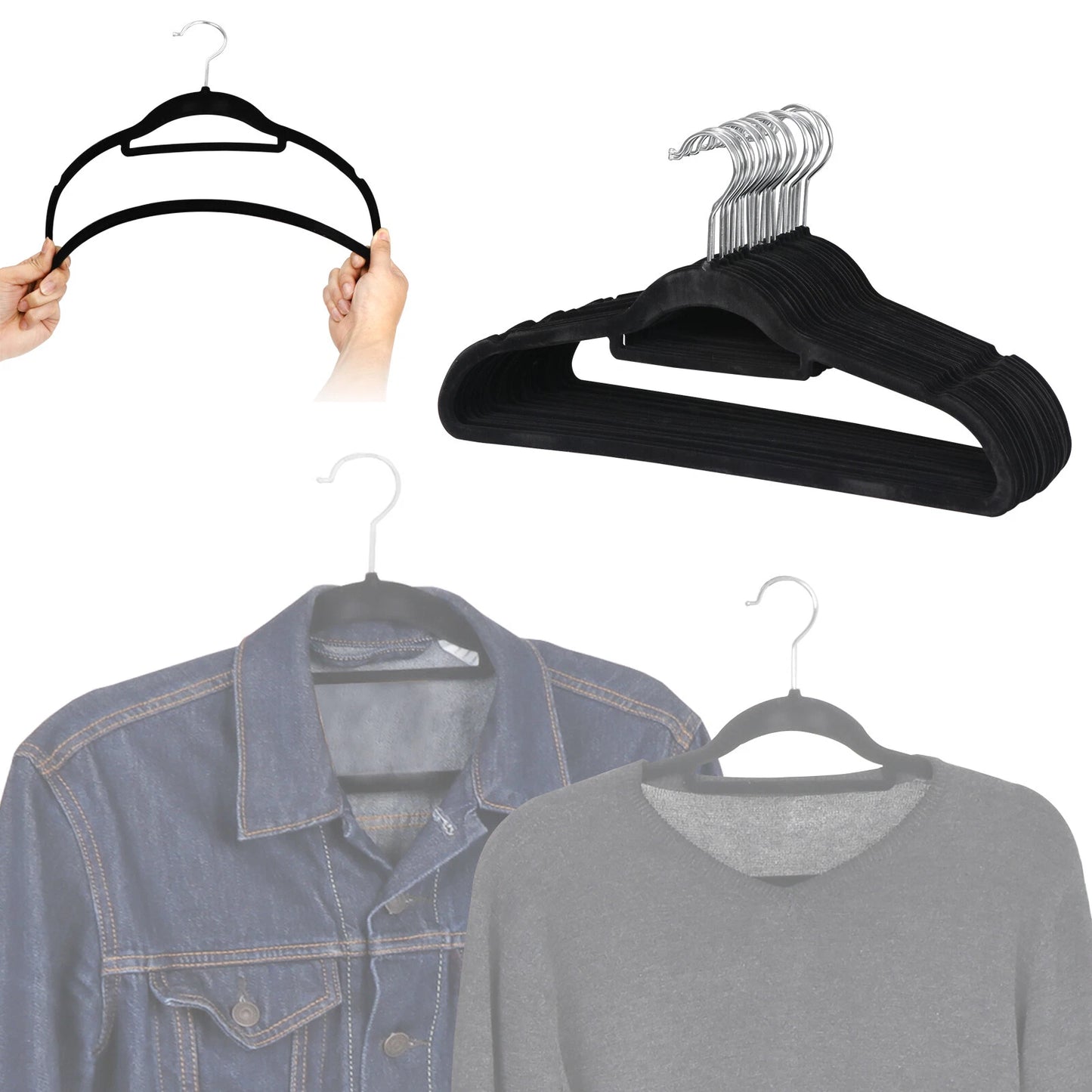 Home Collection Premium Velvet Clothes Hangers with 360° Swivel Hook