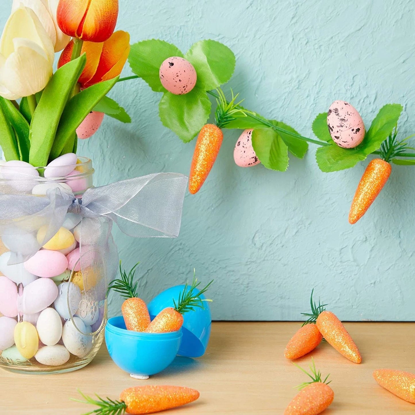 45-Pack Mini Easter Carrot Decorations