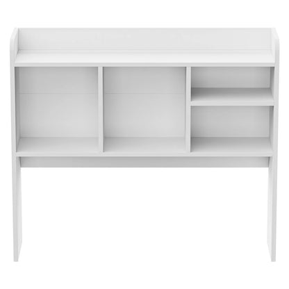 White Desktop Bookshelf Organizer with 4 Cubbies and Bottom Shelf