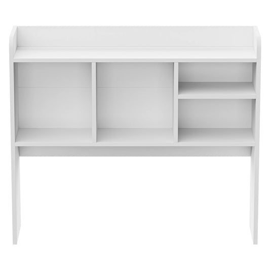 White Desktop Bookshelf Organizer with 4 Cubbies and Bottom Shelf