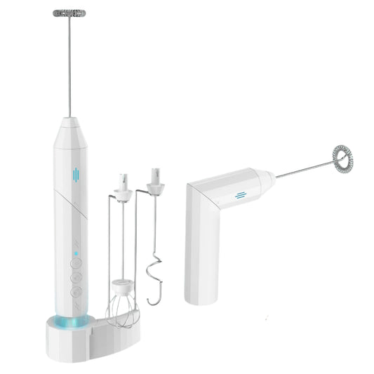 Electric Milk Frother – Rechargeable Handheld Foam Maker with 3 Whisks