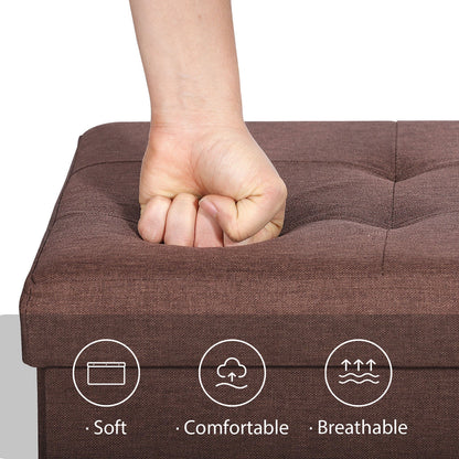 43" Folding Storage Ottoman Bench – Brown