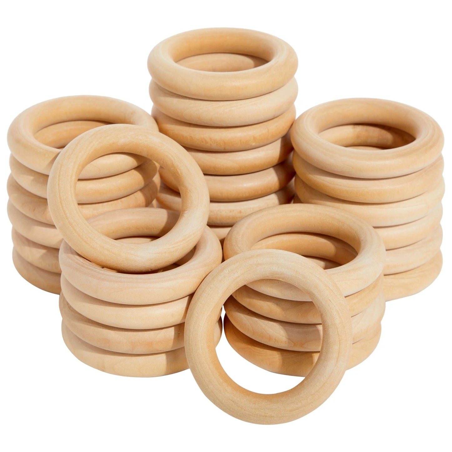 30 Pack 3 Inch Wooden Rings for Crafts