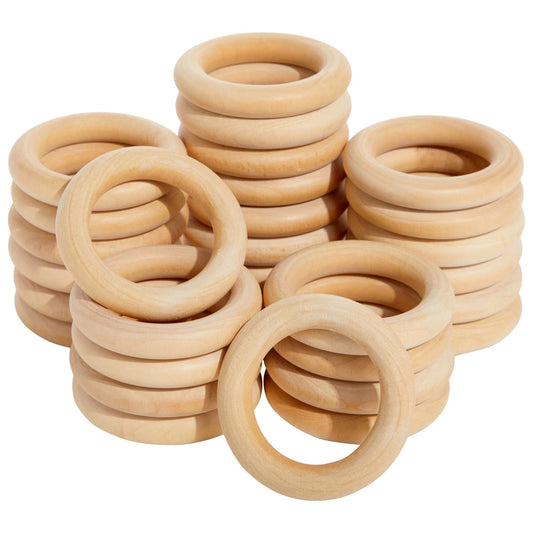30 Pack 3 Inch Wooden Rings for Crafts
