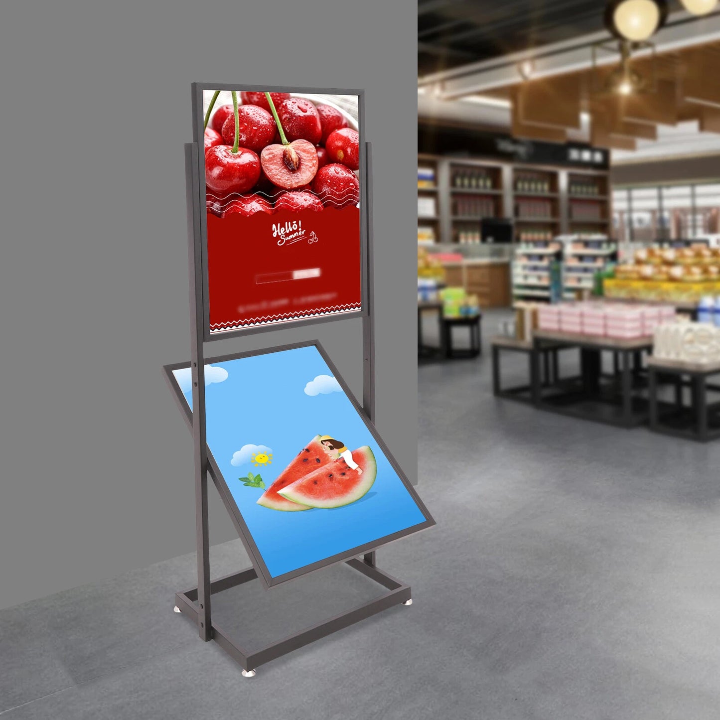 2-Tier Adjustable Floor Poster Stand