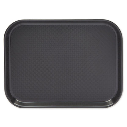 8-Pack Black Plastic Non-Slip Cafeteria Serving Trays