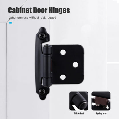 30Pcs Black Cabinet Hinges – 1/2" Overlay, Self-Closing