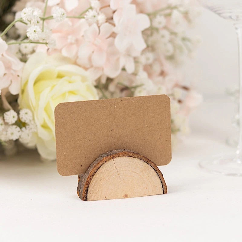 Home Collection 10-Pack Natural Wood Semicircle Table Sign Holders with Place Cards