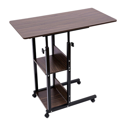 C-Shaped Adjustable Side Table with Wheels