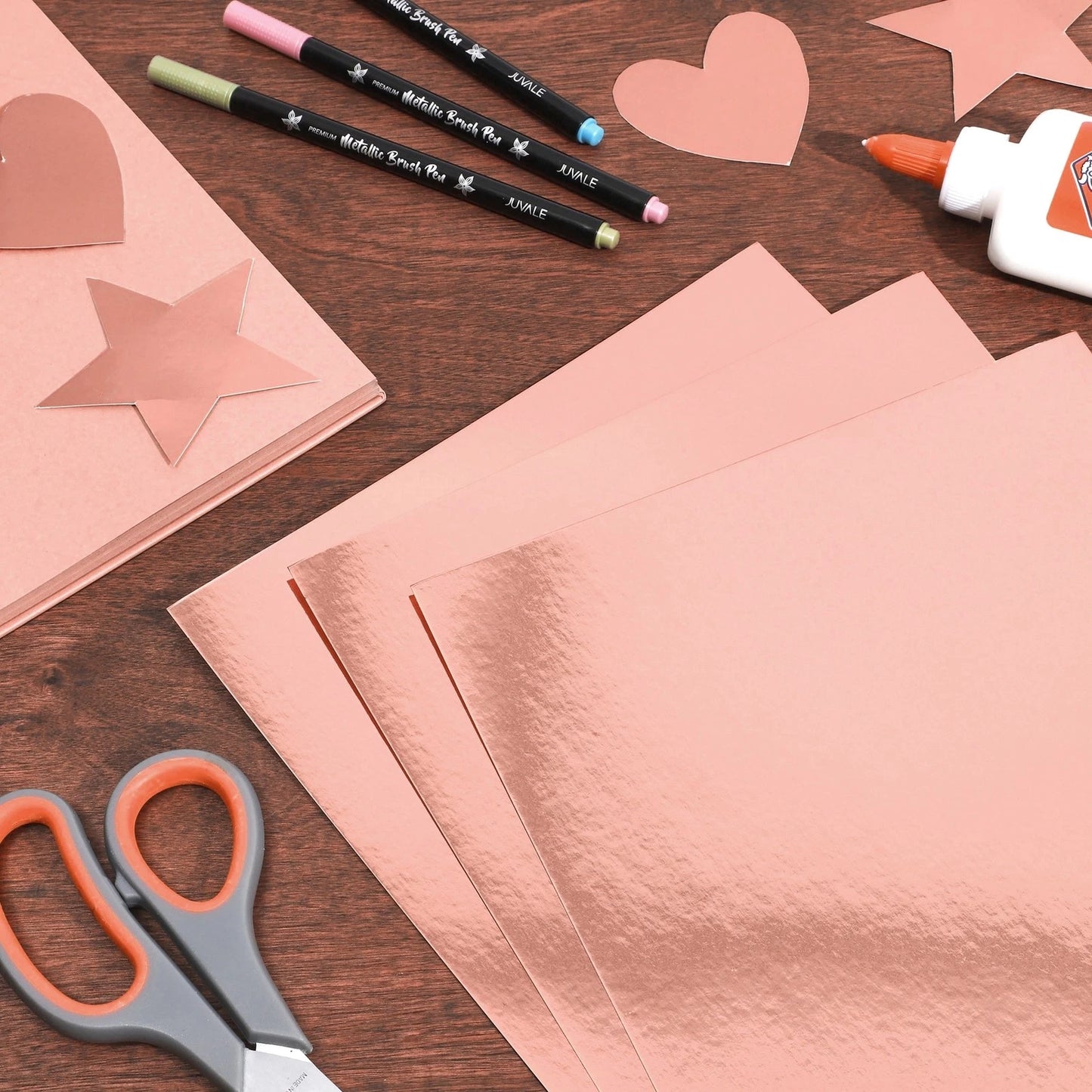 50 Pack Metallic Rose Gold Cardstock Sheets
