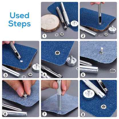 600 Set 3/16" Grommet and Washer Kit with Hole Punch