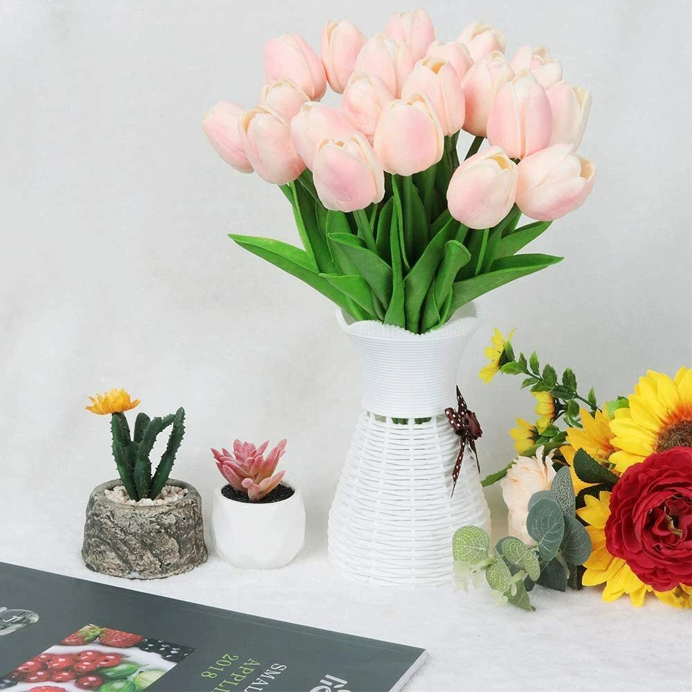 Home Collection 10-Pack Artificial Tulips Real Touch Silk Flowers