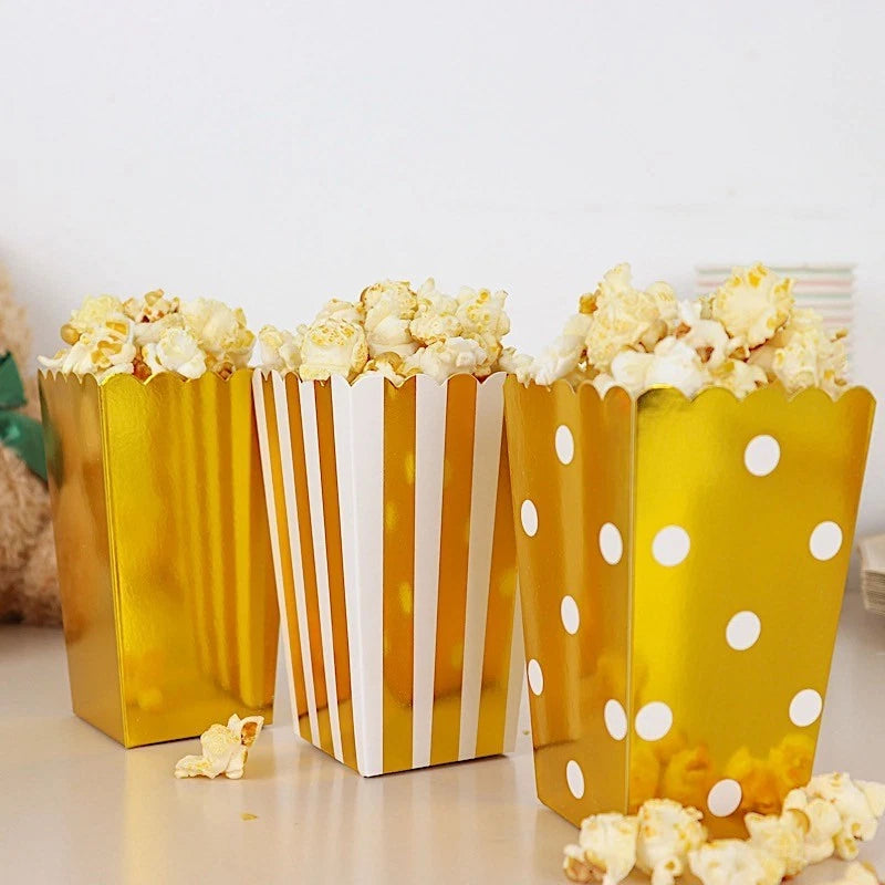 Home Collection 36-Pack White Gold 5" Cardboard Popcorn Style Party Favor Boxes