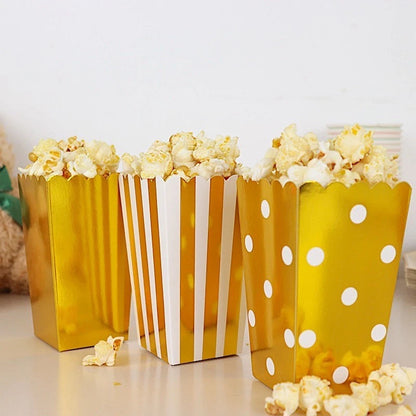 Home Collection 36-Pack White Gold 5" Cardboard Popcorn Style Party Favor Boxes