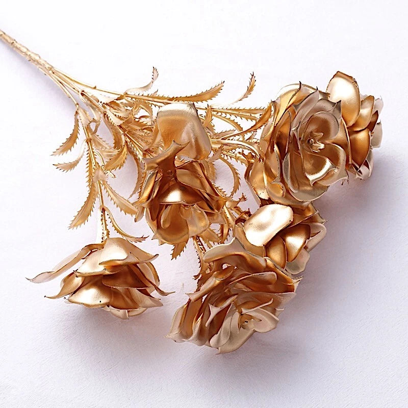 Home Collection 2-Pack 17" Metallic Gold Artificial Rose Bouquets