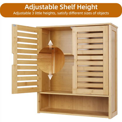 3 Tier Bamboo Wall-Mounted Medicine Cabinet