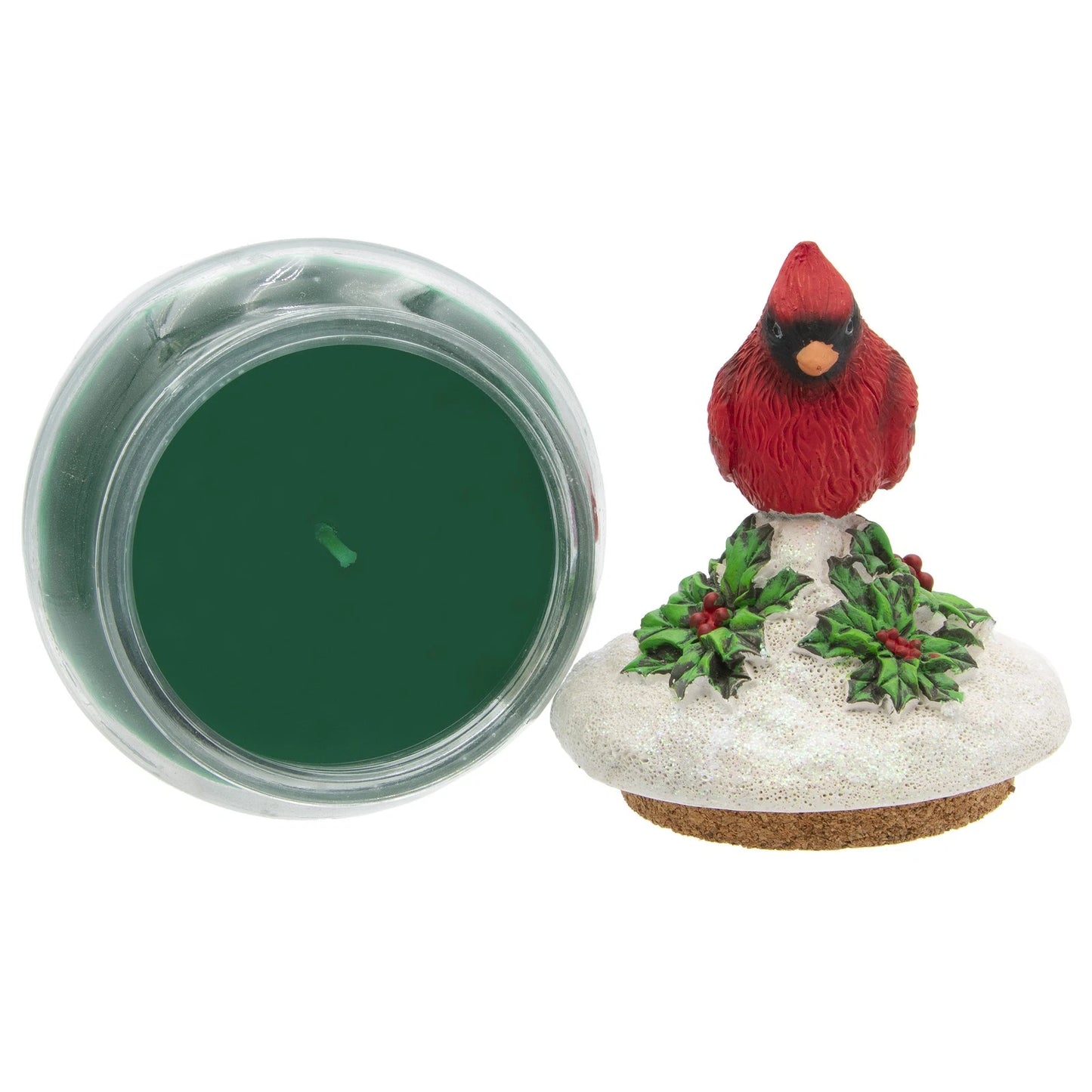 Holiday Cheer Balsam Scented Jar Candle with Cardinal Topper