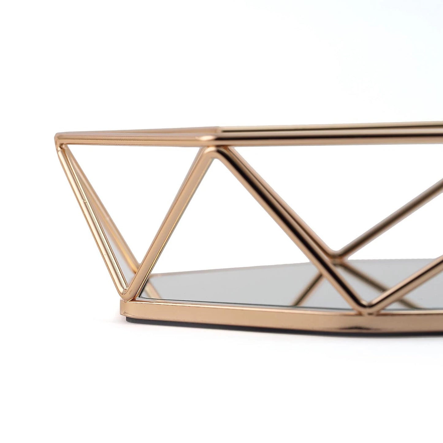 Home Collection 14"x9" Gold Mirrored Geometric Serving Tray