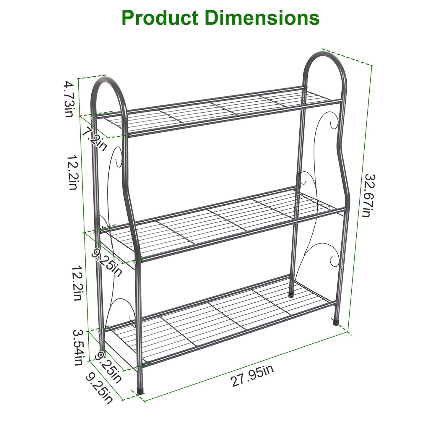 Home Collection 3-Tier Metal Plant Stand Shelf