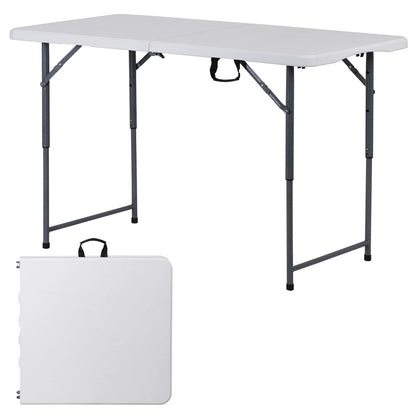 4 Ft Plastic Folding Table with Adjustable Height – White