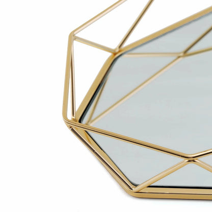 Home Collection 14"x9" Gold Mirrored Geometric Serving Tray