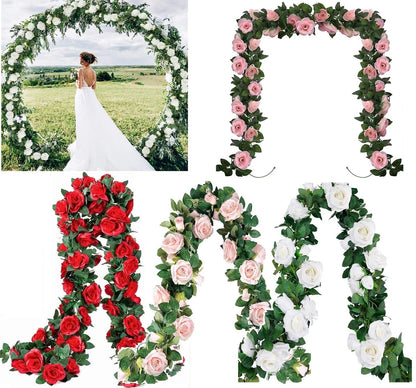 Home Collection Artificial Rose Vine Garland 7.5 Ft Hanging Silk Rose Ivy
