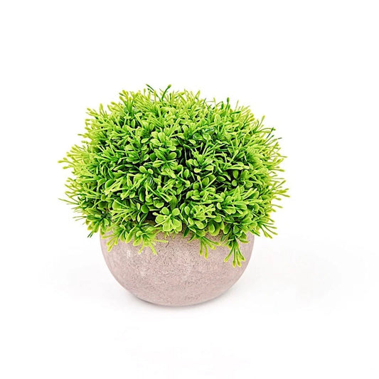 Green Gray Mini Boxwood Topiary 2 Potted Artificial Plants