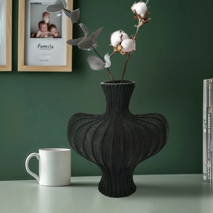 Vintage Ceramic Black Resin Vase