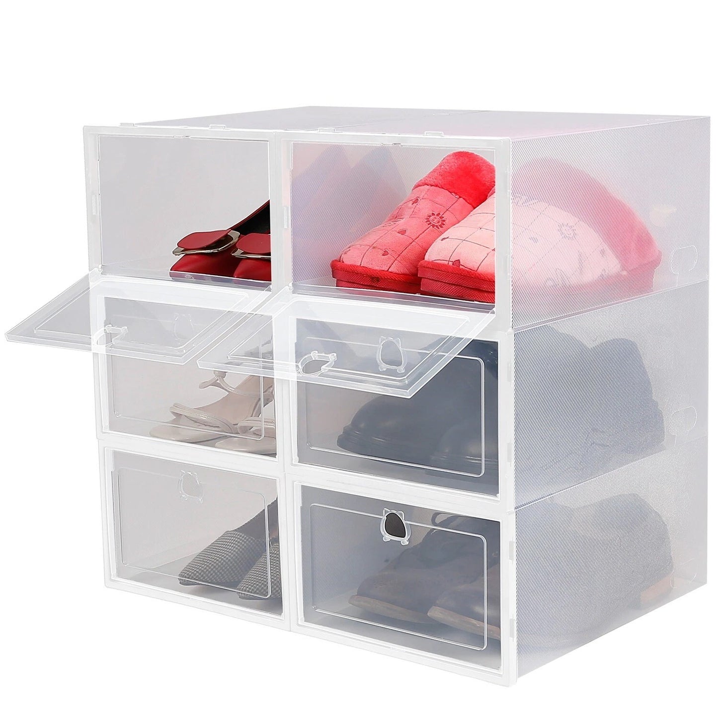 Home Collection 6Pack Foldable Stackable Shoe Box Storage