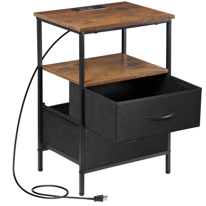 2-Pack Nightstands with Charging Station and Storage