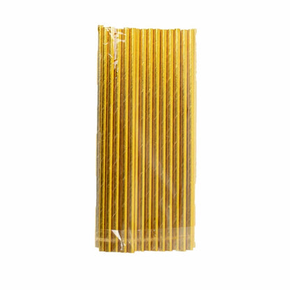 Home Collection 50-Pack Gold Metallic 8" Disposable Food-Grade Paper Straws