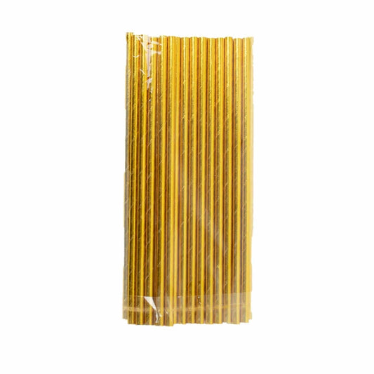 Home Collection 50-Pack Gold Metallic 8" Disposable Food-Grade Paper Straws