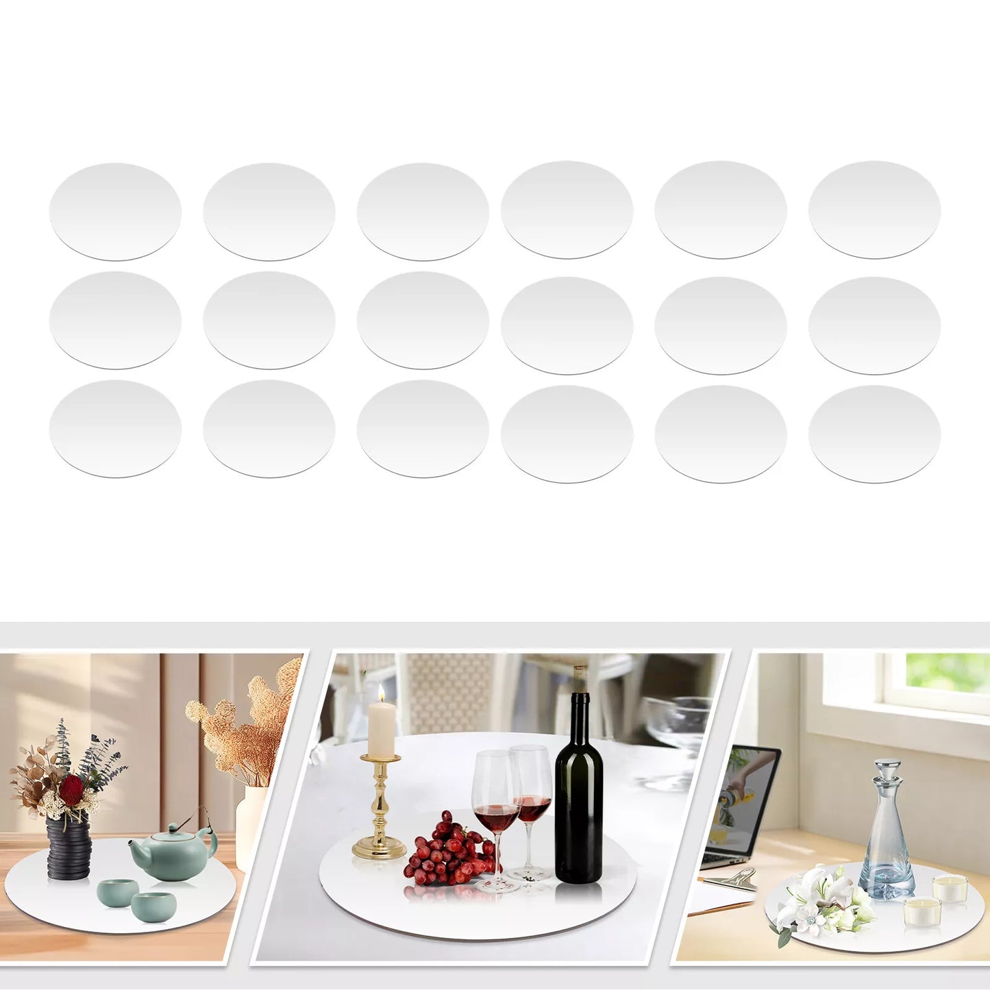 18 PCS 6-Inch Acrylic Mirror Trays Set