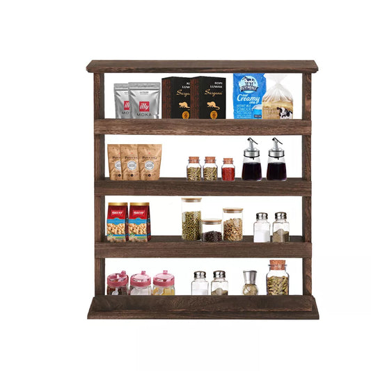 Rustic Torched Wood 4-Tier Wall Hanging Spice Rack