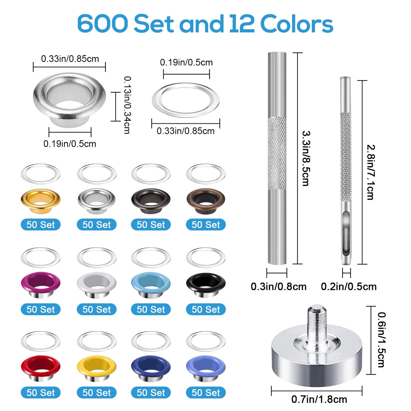 600 Set 3/16" Grommet and Washer Kit with Hole Punch