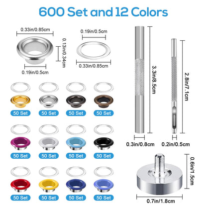 600 Set 3/16" Grommet and Washer Kit with Hole Punch